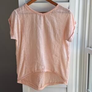BELLE FRANCE Top Womens S Orange 100% Linen Made in Italy Coastal Beachy Resort